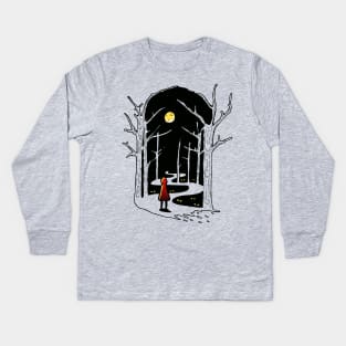 INTO THE WOODS (black and white) Kids Long Sleeve T-Shirt